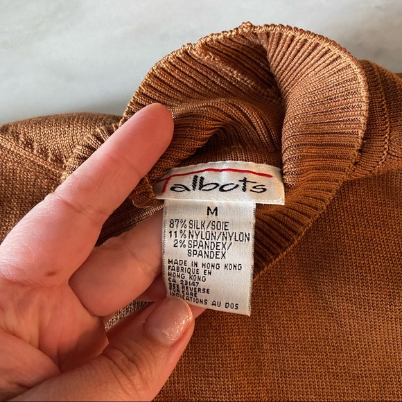 Turtle Neck Talbots Burnt Orange Short Sleeve Top Medium - Picture 4 of 6
